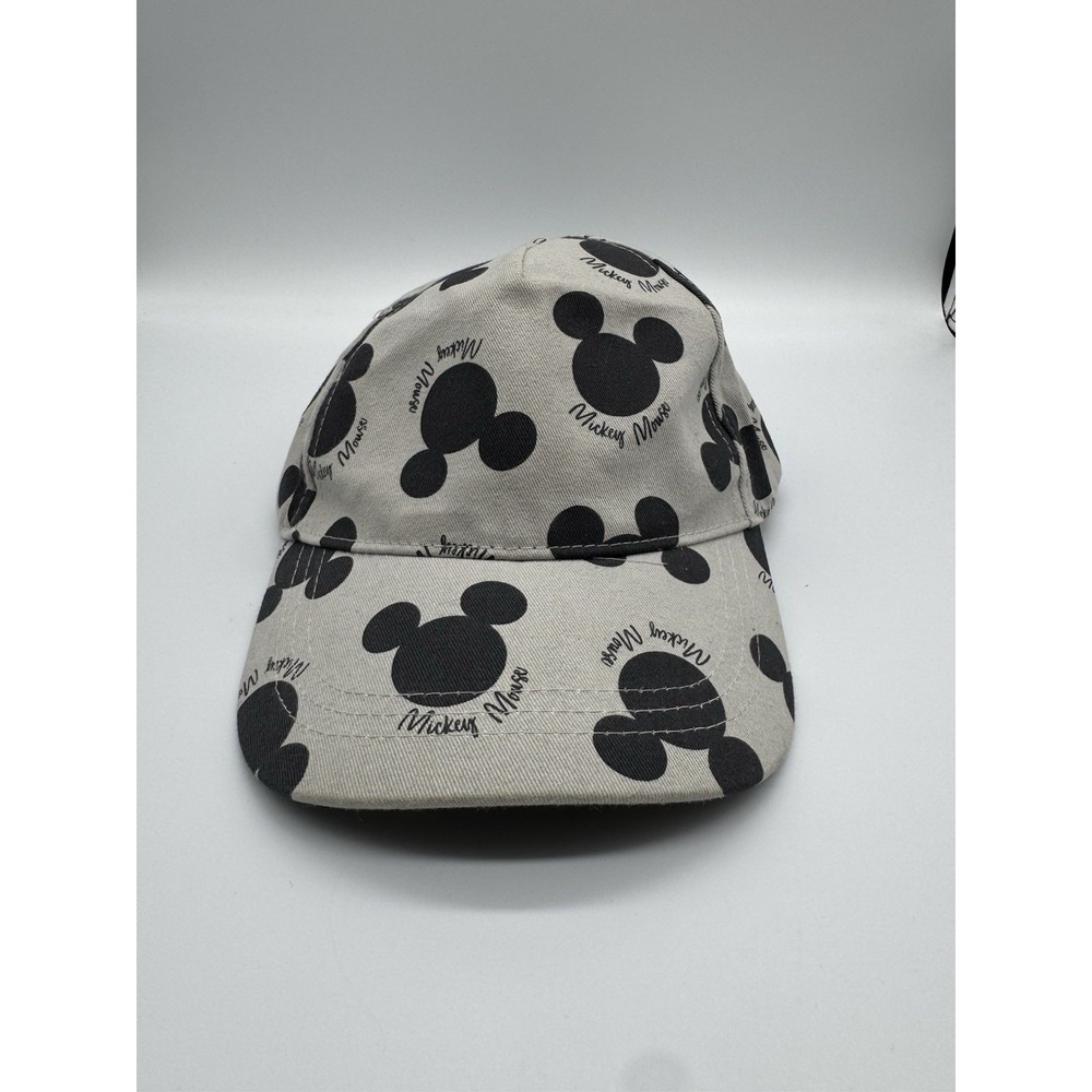 Disney Mickey Mouse Hat Cap Strap Back Gray Black Allover Print Baseball Mens
